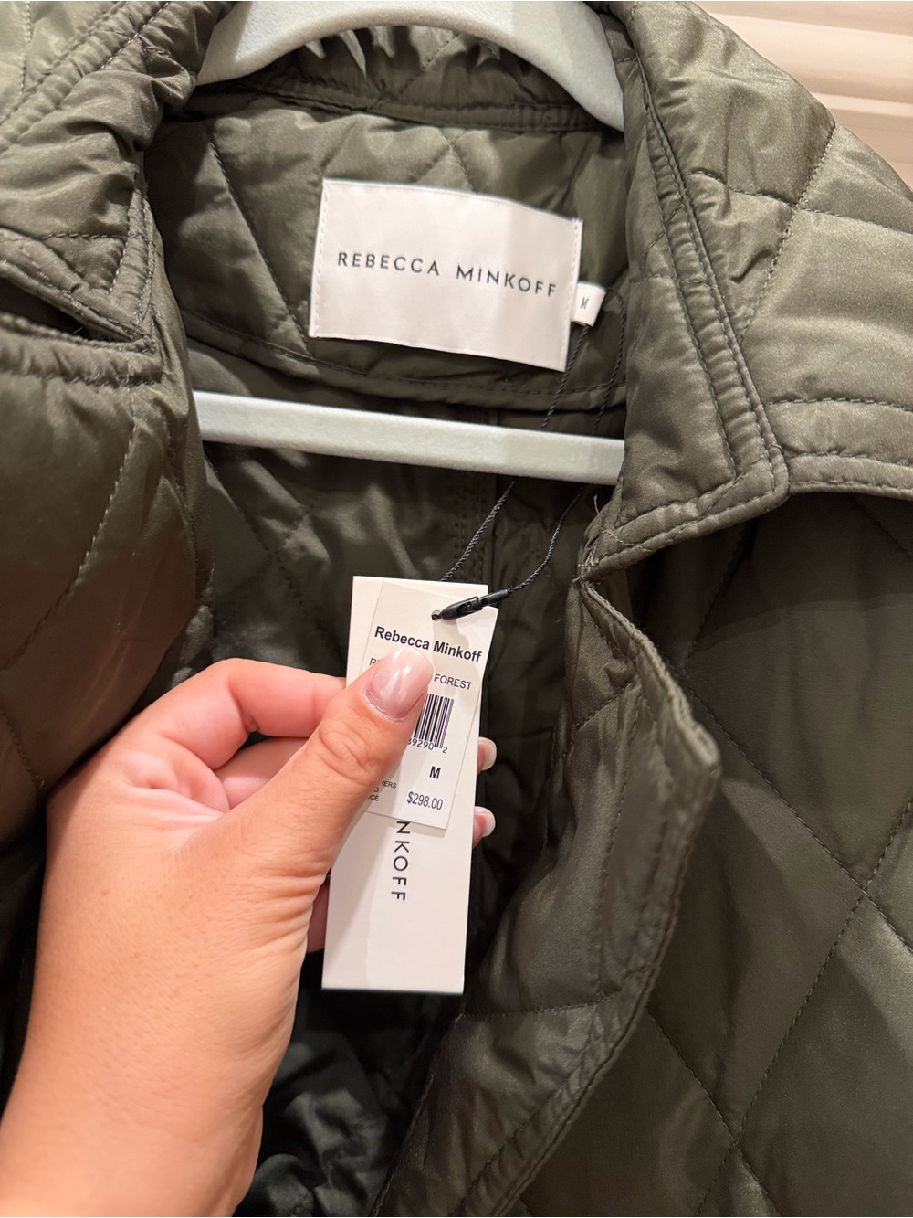 Rebecca Minkoff Quilted Long Puffer Coat in Dark Olive - Picture 3 of 3